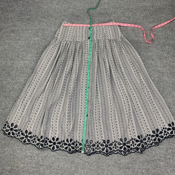 Joie Skirt Womens 10 White Navy Brixerly Linen Blend Eyelet Hem Button Front - Picture 5 of 11